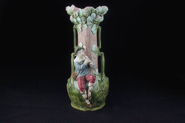 Art Nouveau Vases with Children and Foliage, Cecoslovakia, 1900s, Set of 2-IJR-1402649