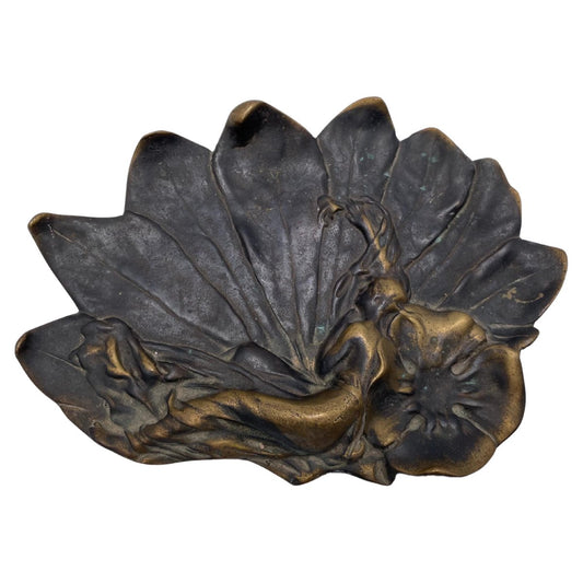 Art Nouveau Vide Poche in Bronze with Gold and Black Patina