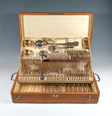 Art Nouveau Viennese Silver Cutlery Set attributed to Klinkosch, 1890s, Set of 93-EMT-1771458