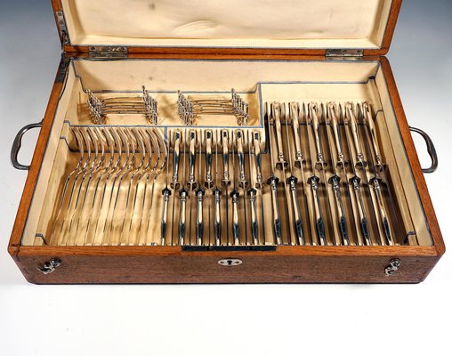 Art Nouveau Viennese Silver Cutlery Set attributed to Klinkosch, 1890s, Set of 93-EMT-1771458