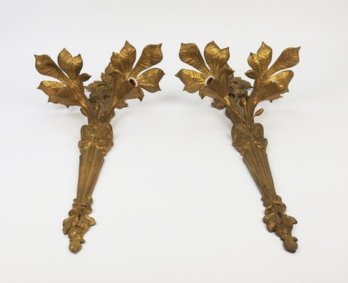 Art Nouveau Wall Lights in Bronze, 1890s, Set of 2-LW-1804598