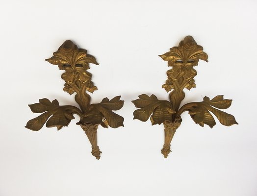 Art Nouveau Wall Lights in Bronze, 1890s, Set of 2-LW-1804598