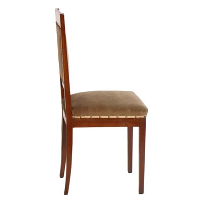 Art Nouveau Walnut and Taupe Velvet Dining Chairs from Wiener Werkstatte, Set of 2-NJV-679046