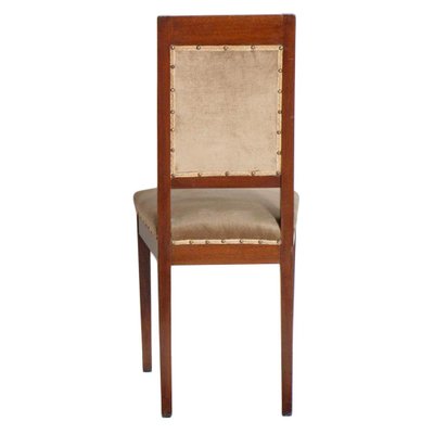 Art Nouveau Walnut and Taupe Velvet Dining Chairs from Wiener Werkstatte, Set of 2-NJV-679046