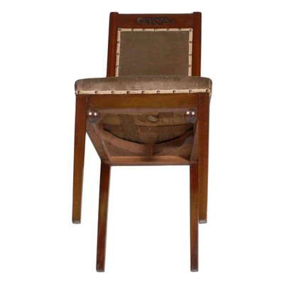 Art Nouveau Walnut and Taupe Velvet Dining Chairs from Wiener Werkstatte, Set of 2-NJV-679046