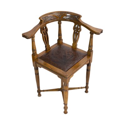 Art Nouveau Walnut Corner Armchair, 1890s-WFJ-1709104