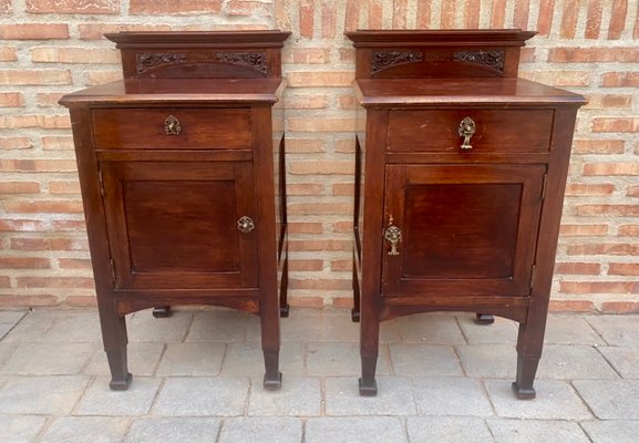 Art Nouveau Walnut Nightstands, 1900s, Set of 2-NOU-1361725