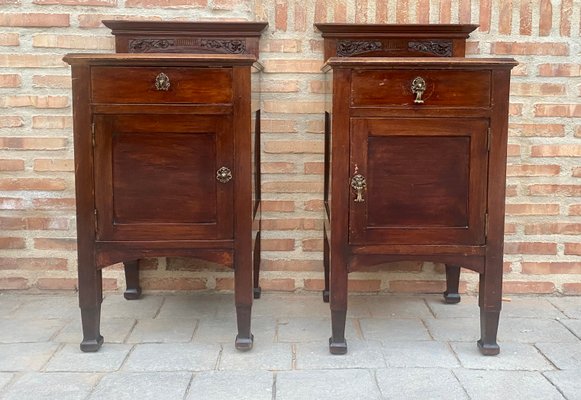 Art Nouveau Walnut Nightstands, 1900s, Set of 2-NOU-1361725