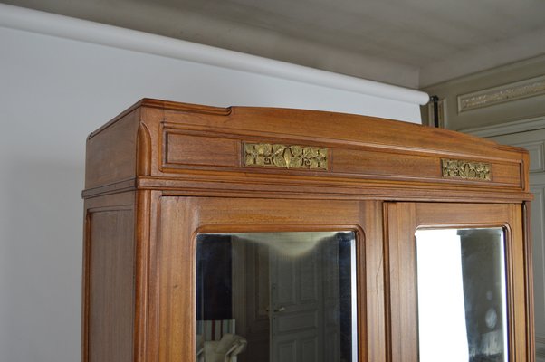 Art Nouveau Wardrobe Clematis Model by Mathieu Gallerey in Mahogany, 1920s-XNH-1719441