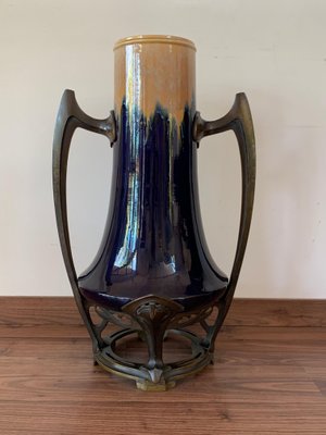 Art Nouveau Water Lily Vase Jugendstil Bronze in the Style of Otto Eckman-PSK-1002897