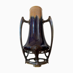 Art Nouveau Water Lily Vase Jugendstil Bronze in the Style of Otto Eckman-PSK-1002897