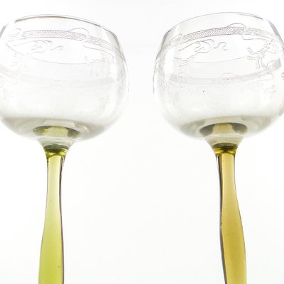 Art Nouveau Wine Glasses, Poland, 1890s, Set of 2-BKO-1802223