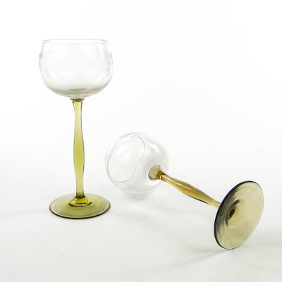 Art Nouveau Wine Glasses, Poland, 1890s, Set of 2-BKO-1802223