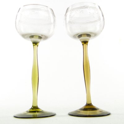 Art Nouveau Wine Glasses, Poland, 1890s, Set of 2-BKO-1802223