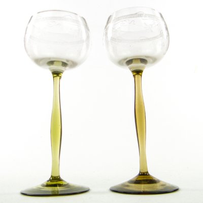 Art Nouveau Wine Glasses, Poland, 1890s, Set of 2-BKO-1802223