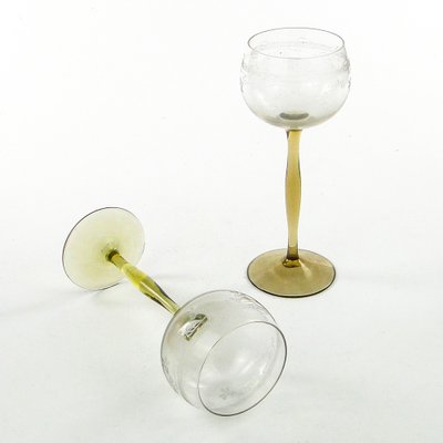 Art Nouveau Wine Glasses, Poland, 1890s, Set of 2-BKO-1802223