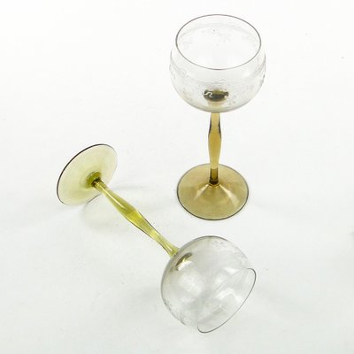 Art Nouveau Wine Glasses, Poland, 1890s, Set of 2-BKO-1802223