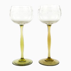 Art Nouveau Wine Glasses, Poland, 1890s, Set of 2-BKO-1802223