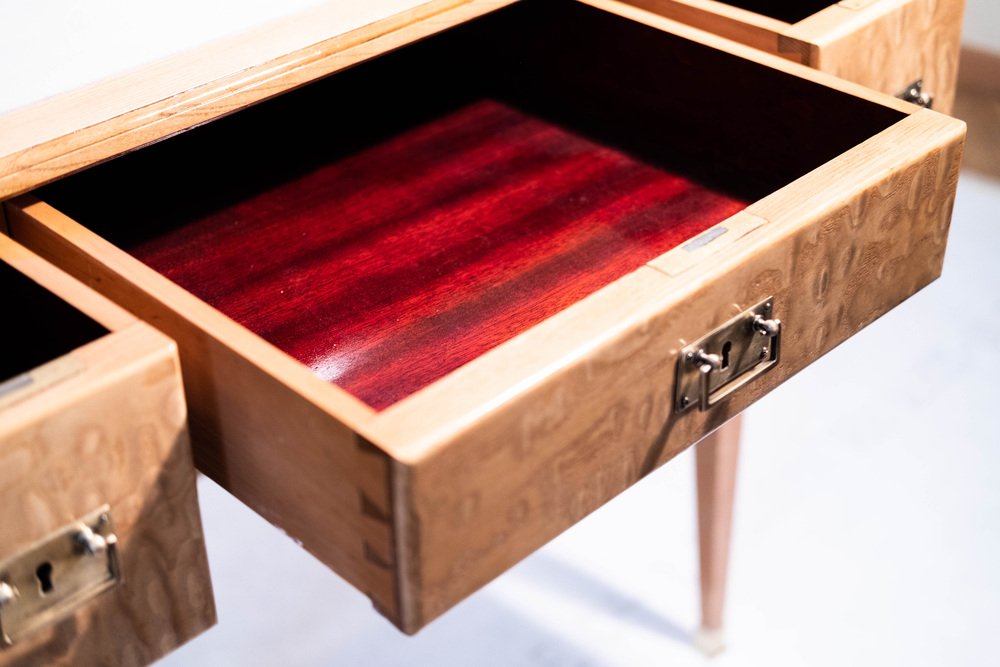 Art Nouveau Women's Desk in Wood and Leather, 1905