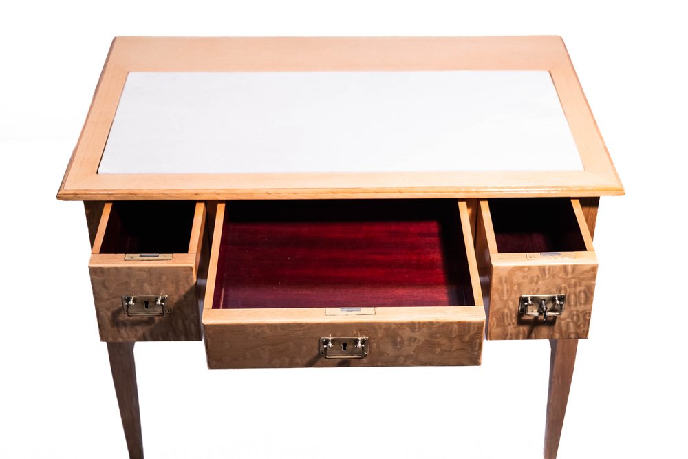 Art Nouveau Women's Desk in Wood and Leather, 1905