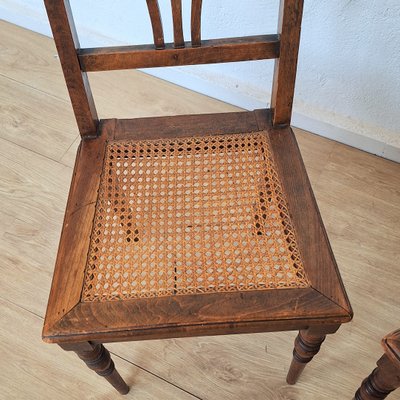 Art Nouveau Wooden Chairs with Rattan Weave, 1890s, Set of 2-WK-2020650