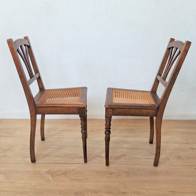 Art Nouveau Wooden Chairs with Rattan Weave, 1890s, Set of 2-WK-2020650