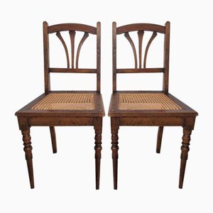 Art Nouveau Wooden Chairs with Rattan Weave, 1890s, Set of 2-WK-2020650