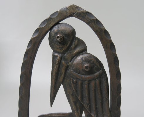 Art Nouveau Wrought Iron Book Supports Marabu in the style of Edgar Brandt, 1890s, Set of 2-EY-1757159