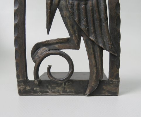 Art Nouveau Wrought Iron Book Supports Marabu in the style of Edgar Brandt, 1890s, Set of 2-EY-1757159