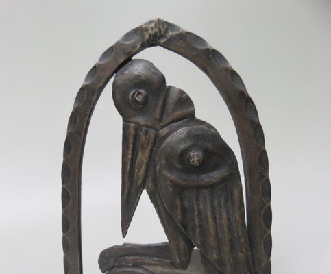 Art Nouveau Wrought Iron Book Supports Marabu in the style of Edgar Brandt, 1890s, Set of 2-EY-1757159