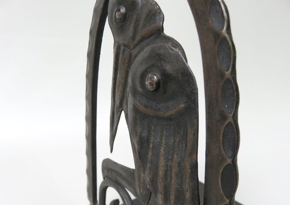 Art Nouveau Wrought Iron Book Supports Marabu in the style of Edgar Brandt, 1890s, Set of 2-EY-1757159