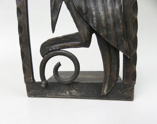 Art Nouveau Wrought Iron Book Supports Marabu in the style of Edgar Brandt, 1890s, Set of 2-EY-1757159