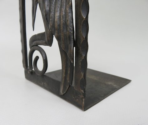 Art Nouveau Wrought Iron Book Supports Marabu in the style of Edgar Brandt, 1890s, Set of 2-EY-1757159