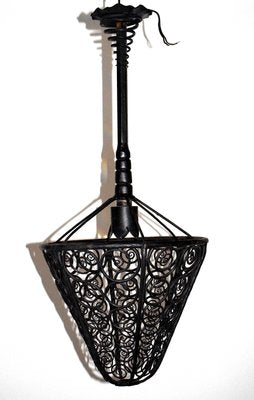 Art Nouveau Wrought Iron Ceiling Lamp, 1920s-VA-569564