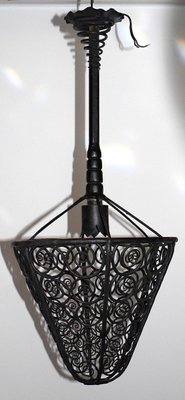 Art Nouveau Wrought Iron Ceiling Lamp, 1920s-VA-569564