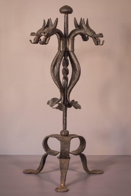 Art Nouveau Wrought Iron Dragon Stand After Antoni Gaudí-AOI-1155499