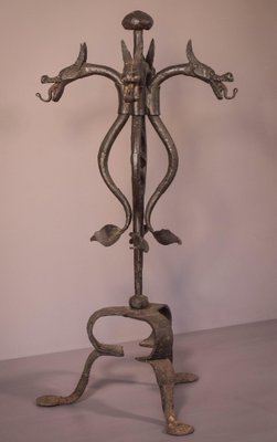 Art Nouveau Wrought Iron Dragon Stand After Antoni Gaudí-AOI-1155499