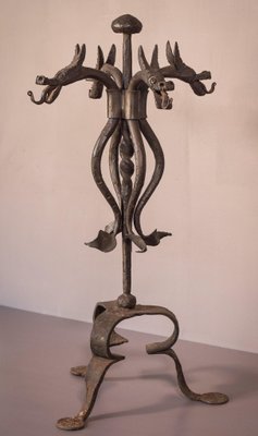 Art Nouveau Wrought Iron Dragon Stand After Antoni Gaudí-AOI-1155499