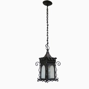 Art Nouveau Wrought Iron Lantern Ceiling Lamp-EY-713797