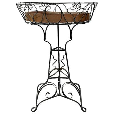 Art Nouveau Wrought Iron Plant Table with Copper Tray, 1900s-UCH-1224539