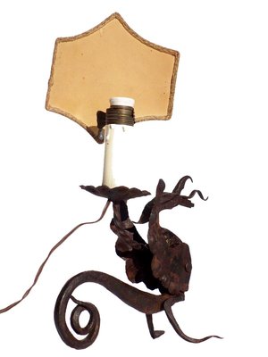 Art Nouveau Wrought Iron Table Lamp, 1950s-GKB-837933