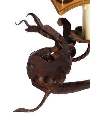 Art Nouveau Wrought Iron Table Lamp, 1950s-GKB-837933