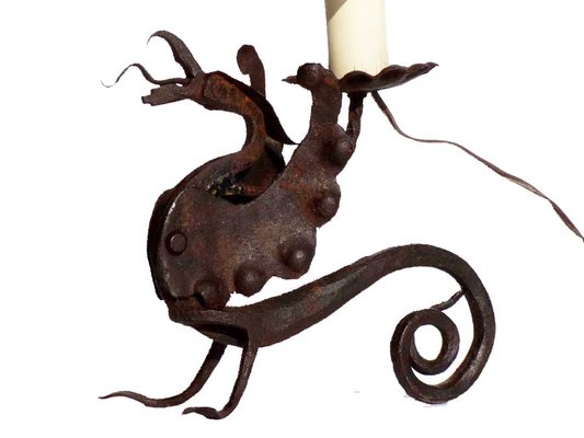 Art Nouveau Wrought Iron Table Lamp, 1950s-GKB-837933