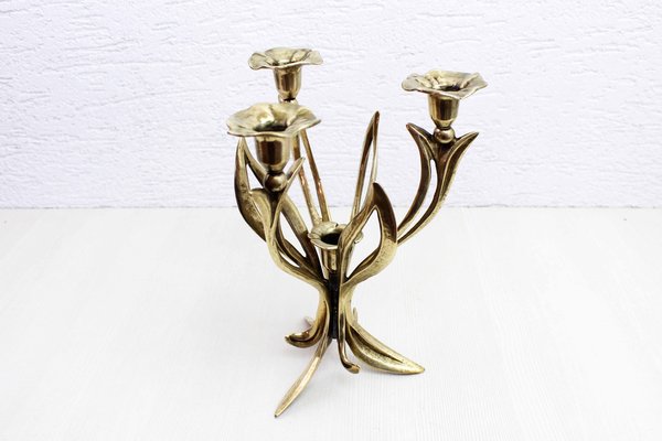 Art Nouveaut Brass Candleholder, 1960s-BQF-1720098