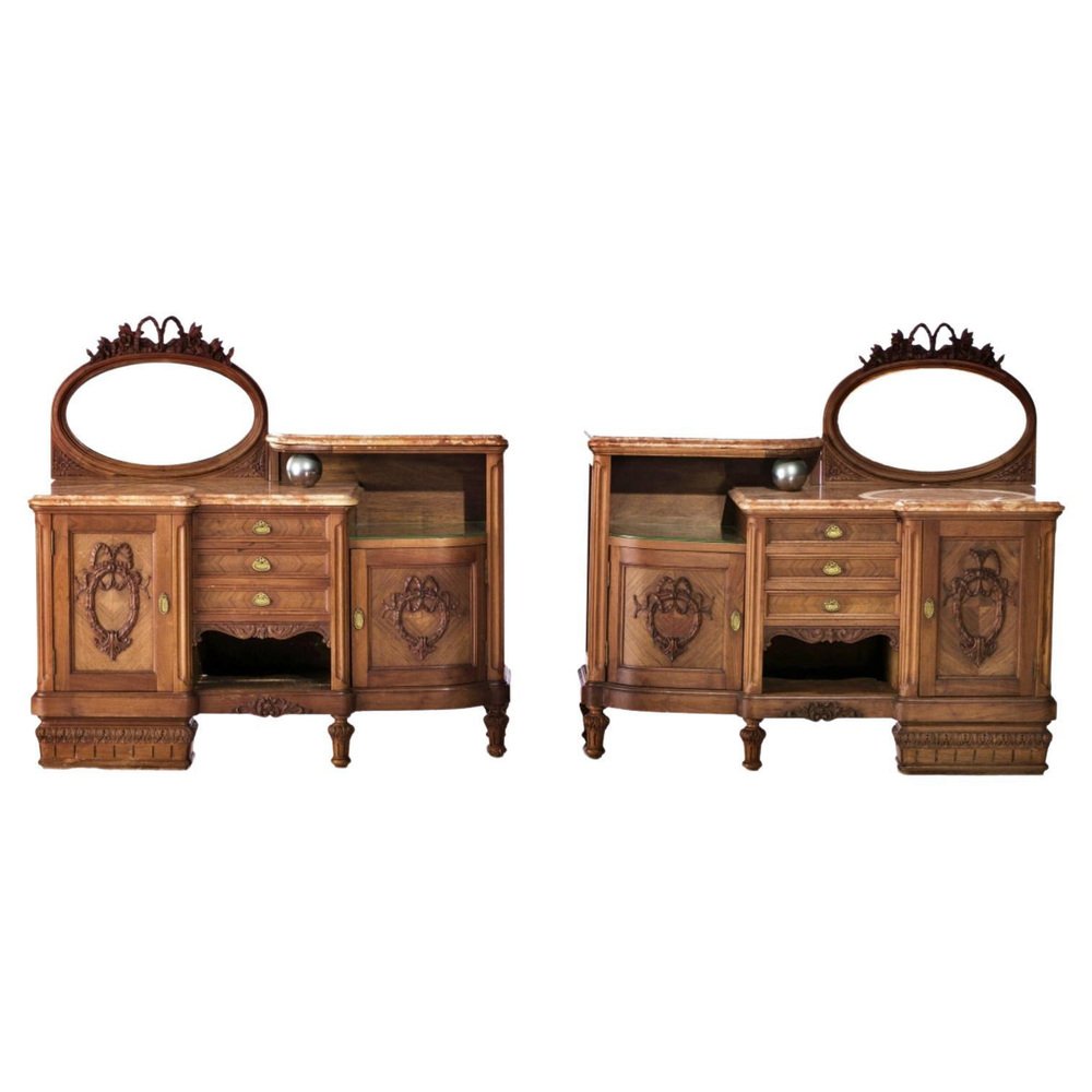 Art Noveau Bedside Tables, Late 19th Century-Early 20th Century, Set of 2