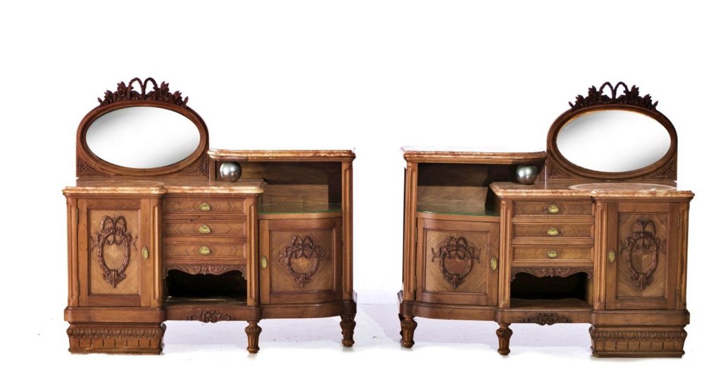 Art Noveau Bedside Tables, Late 19th Century-Early 20th Century, Set of 2