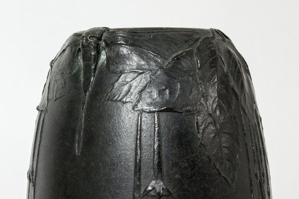 Art Noveau Bronze Vase by Hugo Elmqvist, 1890s