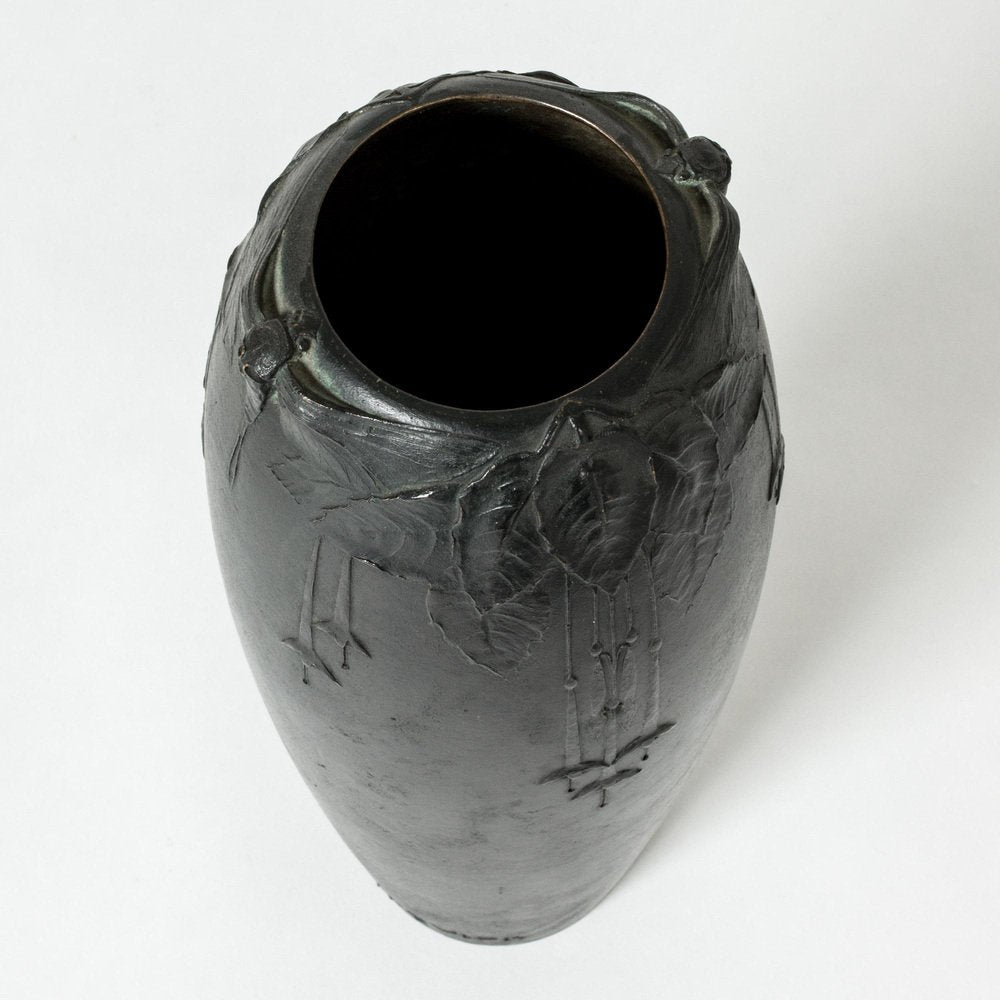 Art Noveau Bronze Vase by Hugo Elmqvist, 1890s