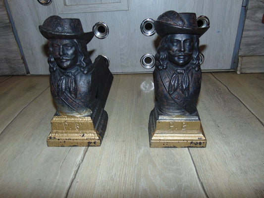 Art Noveau Cast Iron Fireplace Bases with Figures