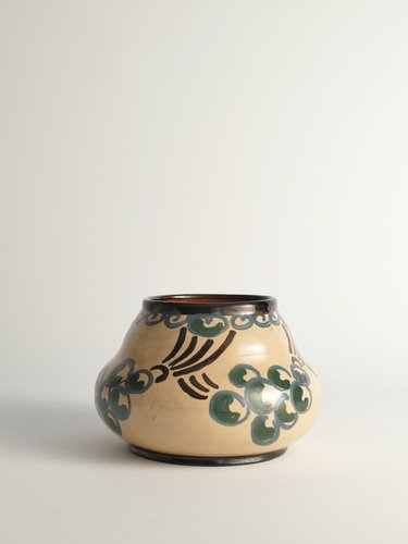 Art Noveau Floral Motif Vase by Agda Österberg for St. Erik Lervarufabriker, 1910s